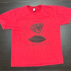 Los Campesinos Band Tour Shirt, Red Medium (listed an L, but measure out like M)